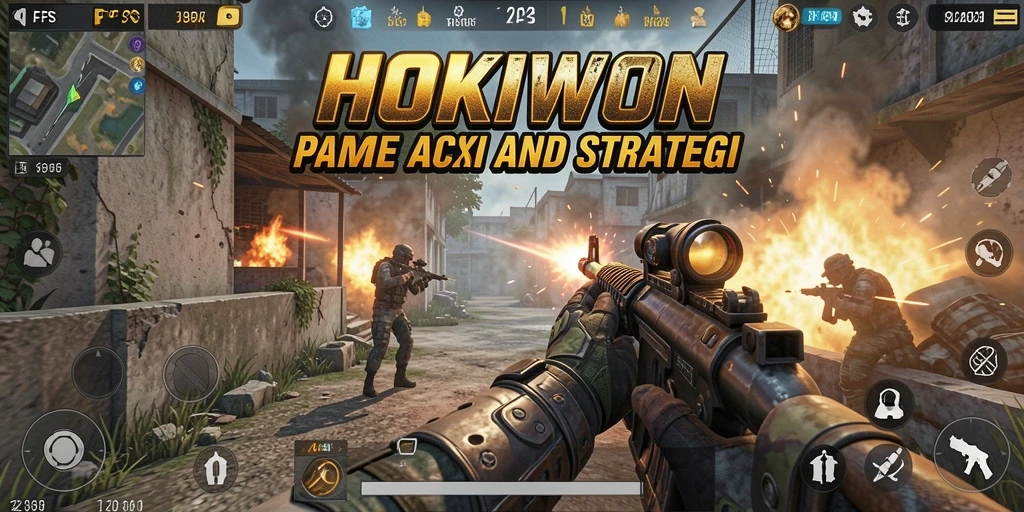 Screenshot HOKIWON menampilkan aksi gameplay FPS yang mendebarkan.