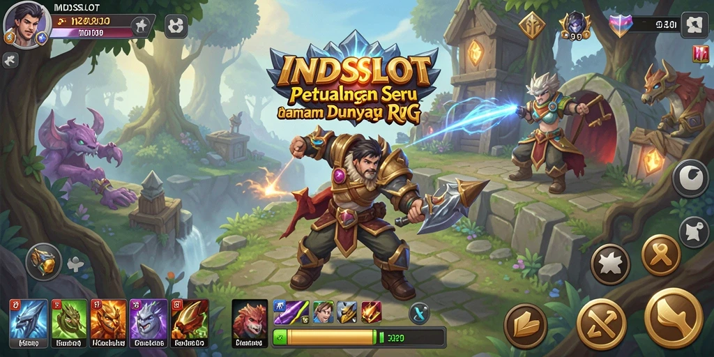 Screenshot INDSLOT yang menampilkan pertarungan seru dalam dunia RPG.
