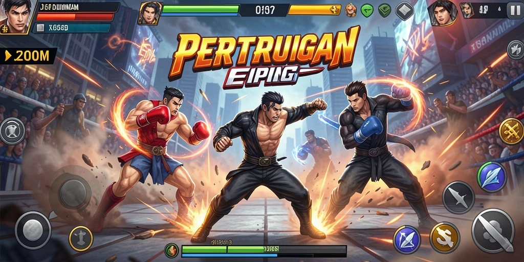 Tampilan gameplay mendebarkan dari J200M dengan pertarungan yang intens.
