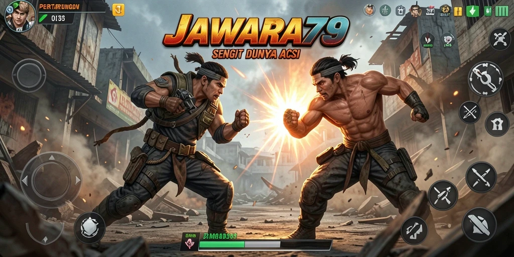 Gameplay intens di JAWARA79 yang penuh aksi dan pertarungan.