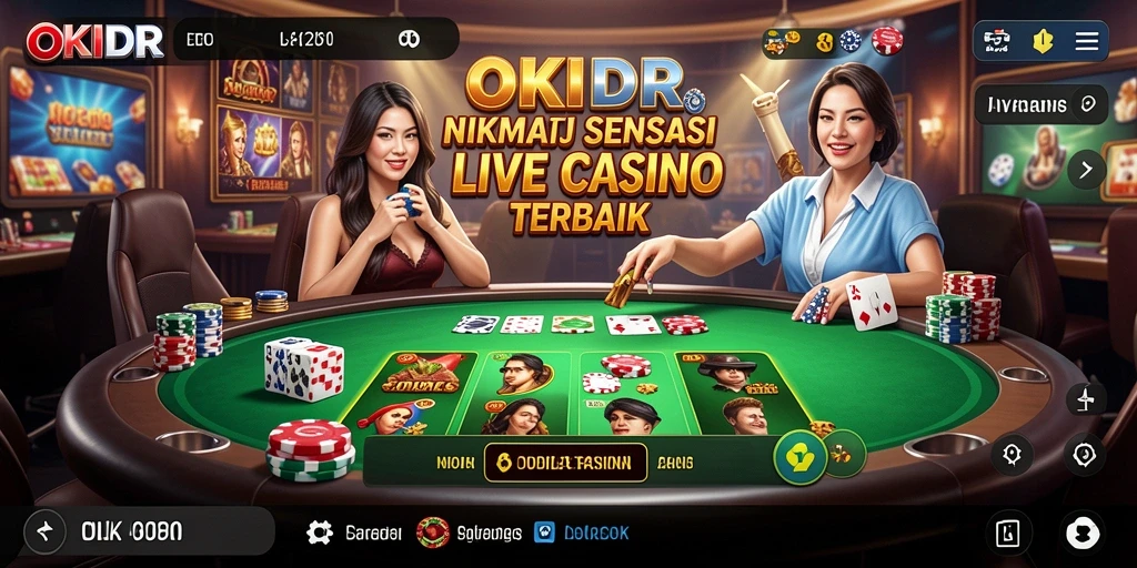Tampilan gameplay Live Casino di OKIDR yang menakjubkan.