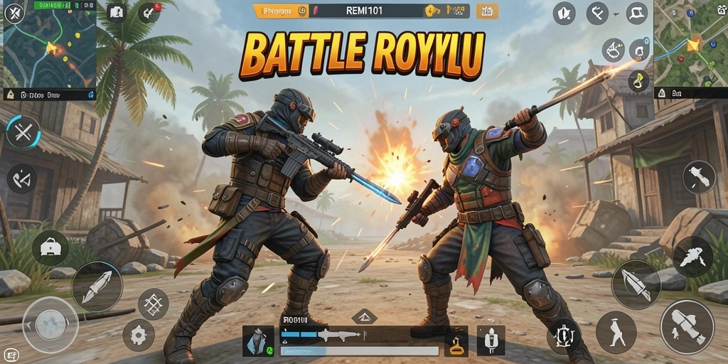 Tampilan gameplay seru dalam REMI101 Battle Royale.